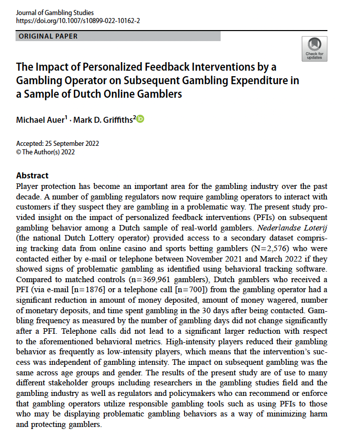 Mark Griffiths (@drmarkgriffiths) on Twitter photo My latest paper with Dr. Michael Auer examines the impact of personalized feedback on expenditure among online gamblers. Free download at: bit.ly/3g2RjGj <a href="/PsychologyNTU/">NTU Psychology</a> <a href="/NTUNews/">NTU Press Office</a> <a href="/BPSCyberPsych/">BPS Cyberpsychology</a> <a href="/NTUSocSciences/">NTU School of Social Sciences</a> <a href="/DrMichaelAuer/">Michael Auer</a> <a href="/ntu_research/">NTU Research</a> My latest paper with Dr. Michael Auer examines the impact of personalized feedback on expenditure among online gamblers. Free download at: bit.ly/3g2RjGj <a href="/PsychologyNTU/">NTU Psychology</a> <a href="/NTUNews/">NTU Press Office</a> <a href="/BPSCyberPsych/">BPS Cyberpsychology</a> <a href="/NTUSocSciences/">NTU School of Social Sciences</a> <a href="/DrMichaelAuer/">Michael Auer</a> <a href="/ntu_research/">NTU Research</a>