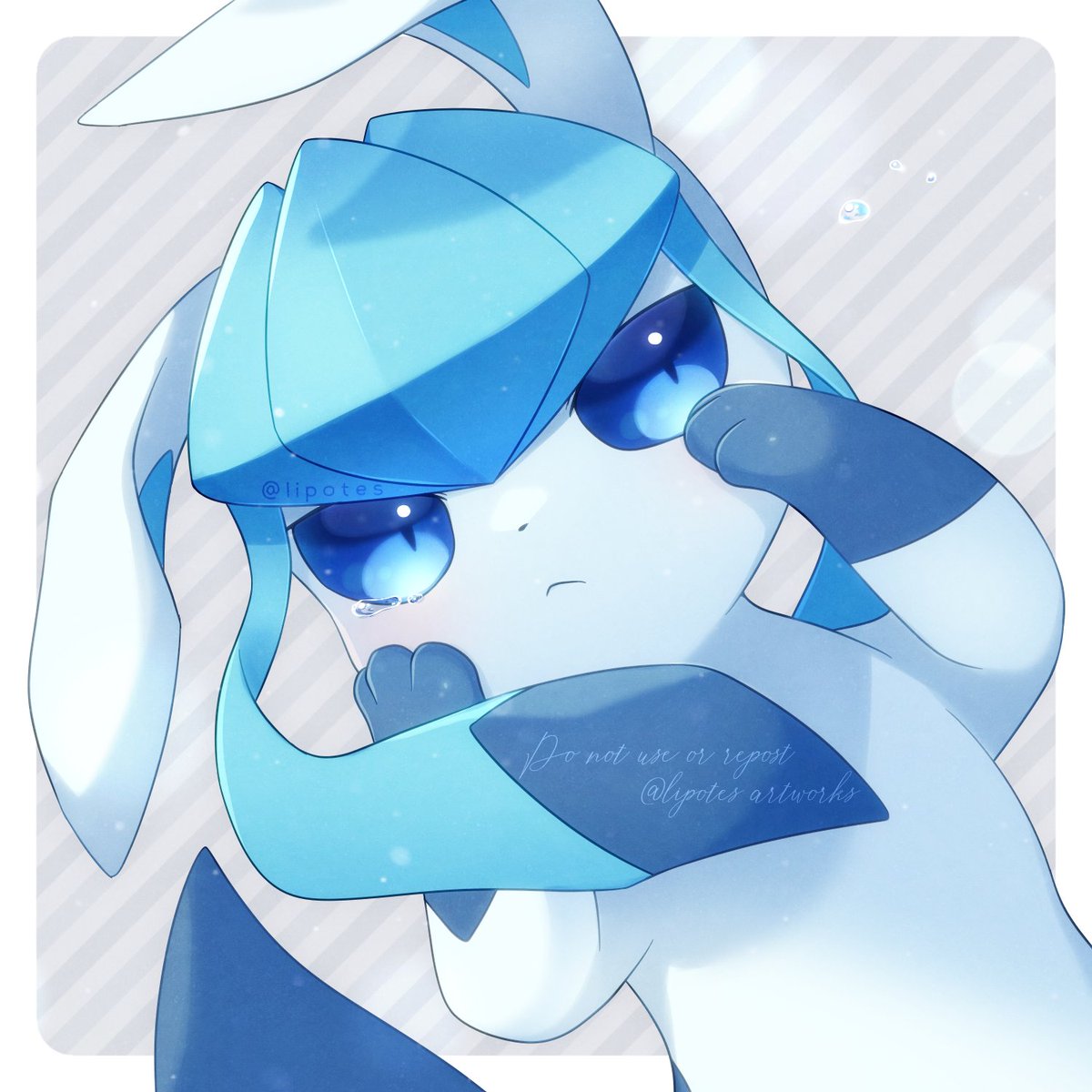 glaceon pokemon (creature) no humans solo closed mouth blue eyes border looking at viewer  illustration images