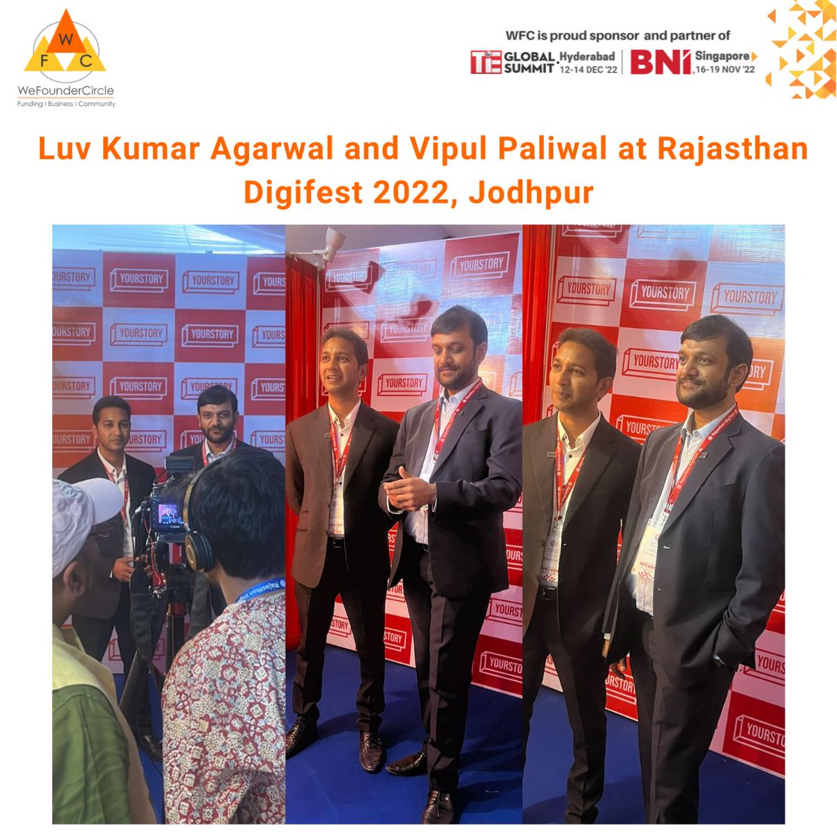wefoundercircle's tweet photo. We Founder Circle's Venture partners Luv Kumar Agarwal and Vipul Paliwal at RAJASTHAN DIGIFEST 2022.
#istart #rajasthandigifest #rajasthandigifest2022 #WeFounderCircle #wfc2022 #WFC22 https://t.co/fBMw1zG0xD