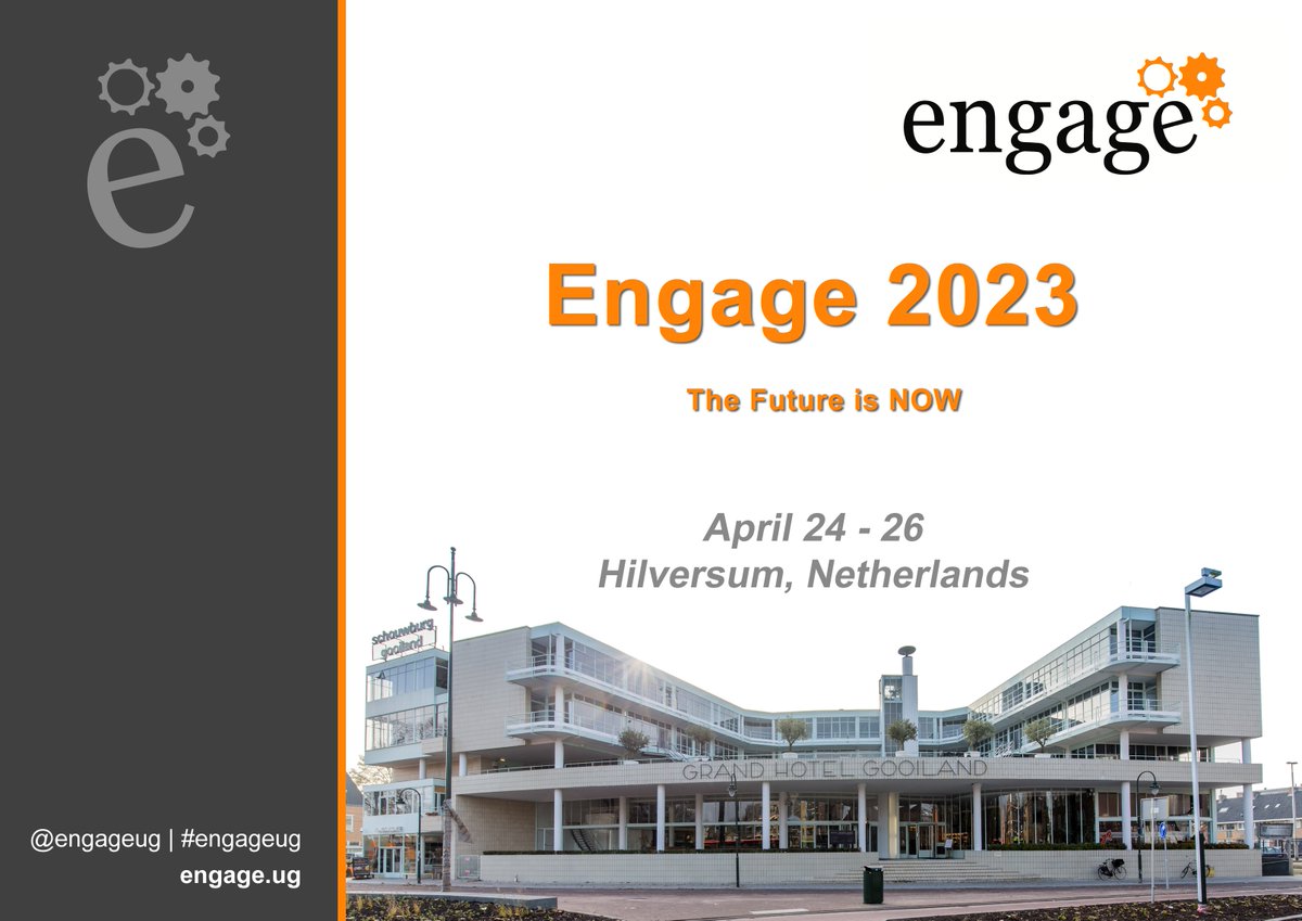 📢 Announcing Engage 2023
April 24 - 26
Hilversum, Netherlands
The Future is NOW
Come join us at #engageug.
Want to know more. Visit engage.ug