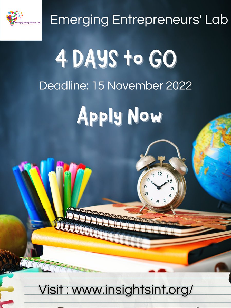 Clocks ticking, 4 Days to go. avail the opportunity. APPLY NOW!! Deadline: November 15, 2022 Applications open on insightsint.org RSVP: info@globalpolicyinsights.org