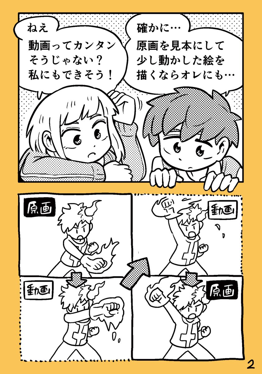 #アニメができるまで より「中編/絵を描いて演技させよう!」のマンガ。 