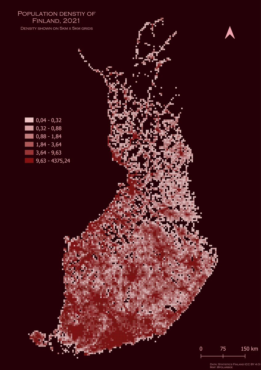 Oula Inkeröinen (@polarboe) on Twitter photo #30DayMapChallenge Day 11: Red
Population density of Finland. Data is <a href="/Tilastokeskus/">Tilastokeskus</a>’ 5 km population grid data from 2021. #30DayMapChallenge Day 11: Red
Population density of Finland. Data is <a href="/Tilastokeskus/">Tilastokeskus</a>’ 5 km population grid data from 2021.