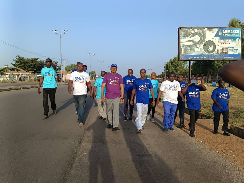 ZamfaraFieldP's tweet photo. WHO Field Office Gusau, Zamfara State Staff engaged in the "Walk-The-Talk exercise covering 5 Kilometers (8042 Steps). 

"NO PAIN NO GAIN"

#WHONigeria
#WMulombo
#CWarigon
#chimaochemba
#DrHarunaAdamu1
#YusufArgunguMo1 https://t.co/egB6Znx4xV