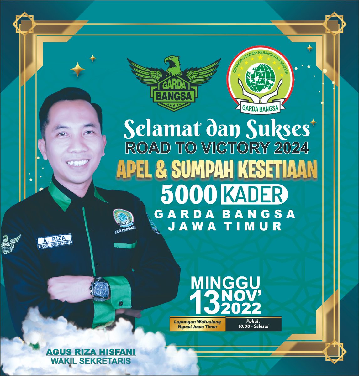 labah_madu7's tweet photo. Selamat dan Sukses
Road to victory 2024
Apel dan sumpah kesetiaan 5000 kader Garda Bangsa jawa timur tahun 2022
Semangat, sehat, dan Barokah.
@rizahisfani
#GusMuhaiminRoadtovictory
#GusMuhaiminFestival
#TheNext2024
#Adella https://t.co/u3syZpgkUz