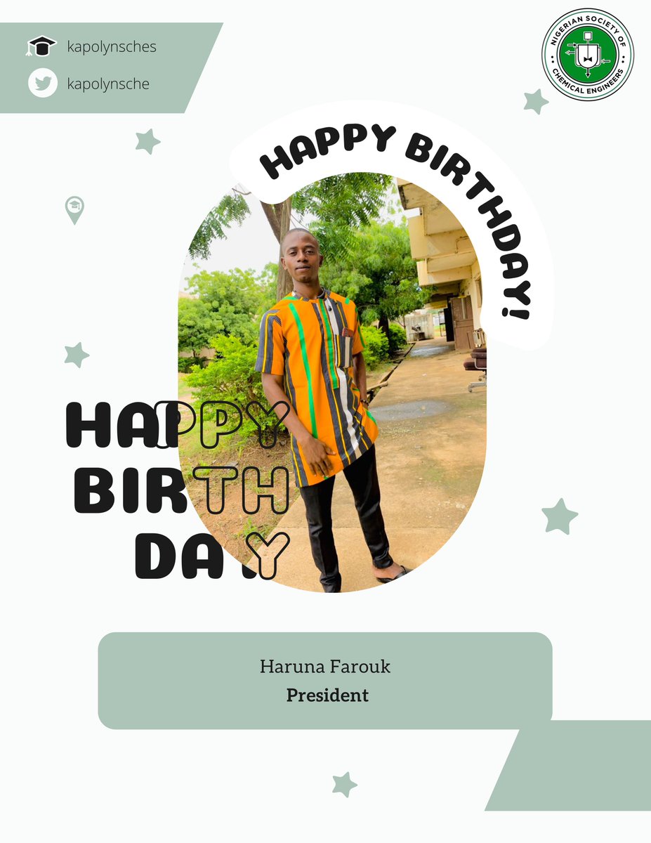 NschesKadpoly's tweet photo. The Nigerian Society of Chemical Engineering Students Kadpoly Chapter wishes it President Comr. Haruna Umar Farouk (001) a Happy Birthday, https://t.co/31fOyPb7zi