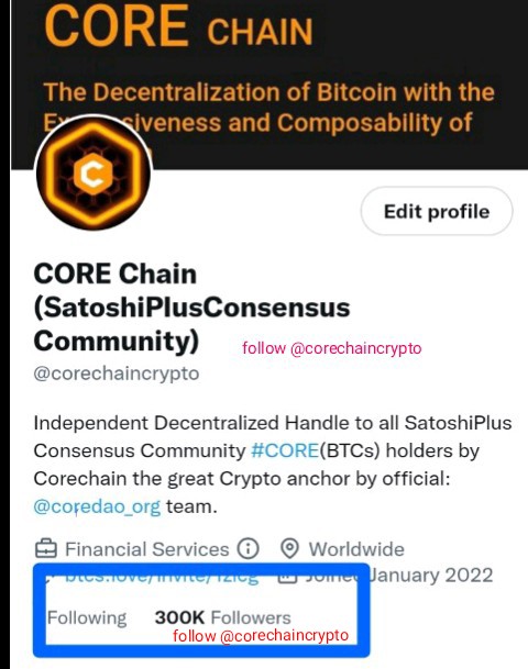 corefrontline's tweet photo. Congratulations to @corechaincrypto decentralized independent Twitter #SatoshiPlus Community, we are 300k followers. All thanks to our legendary @Coredao_Org. We therefore affirmed our 100% commitment to all builders on #COREChain web3 Ecosystem to further enhanced Core Success. https://t.co/FkWxOjKPcS