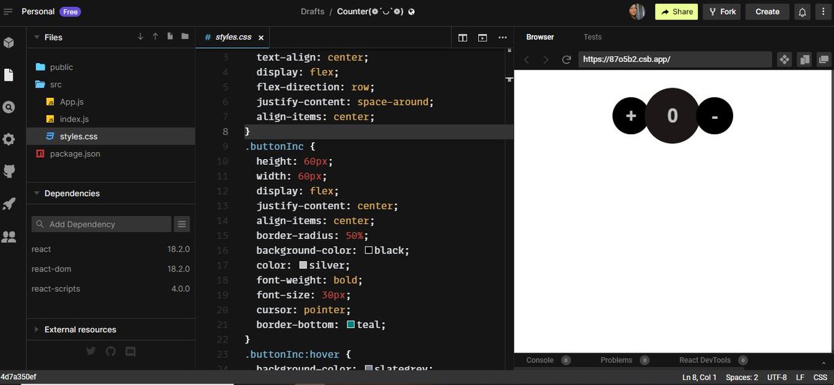 dev_akanksha's tweet image. Experimenting a bit with CSS flexbox #CounterApp
#CSS3 #style #Reactjs  #flexbox