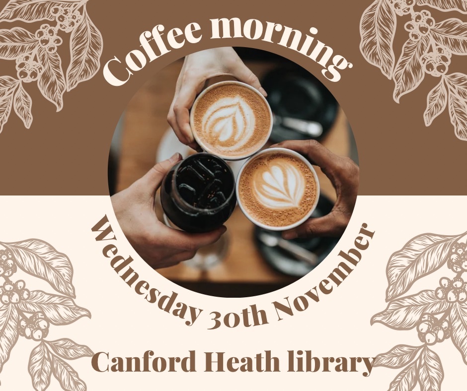 ☕️ MEET US FOR COFFEE TODAY ☕️

After the success of our coffee morning in September, we’re running another for Neighbourhood Watch members TODAY (Wednesday 30th November) at Canford Heath Library, Mitchell Road.
 
Pop by any time between 10am and 12 midday.

We hope to see you!