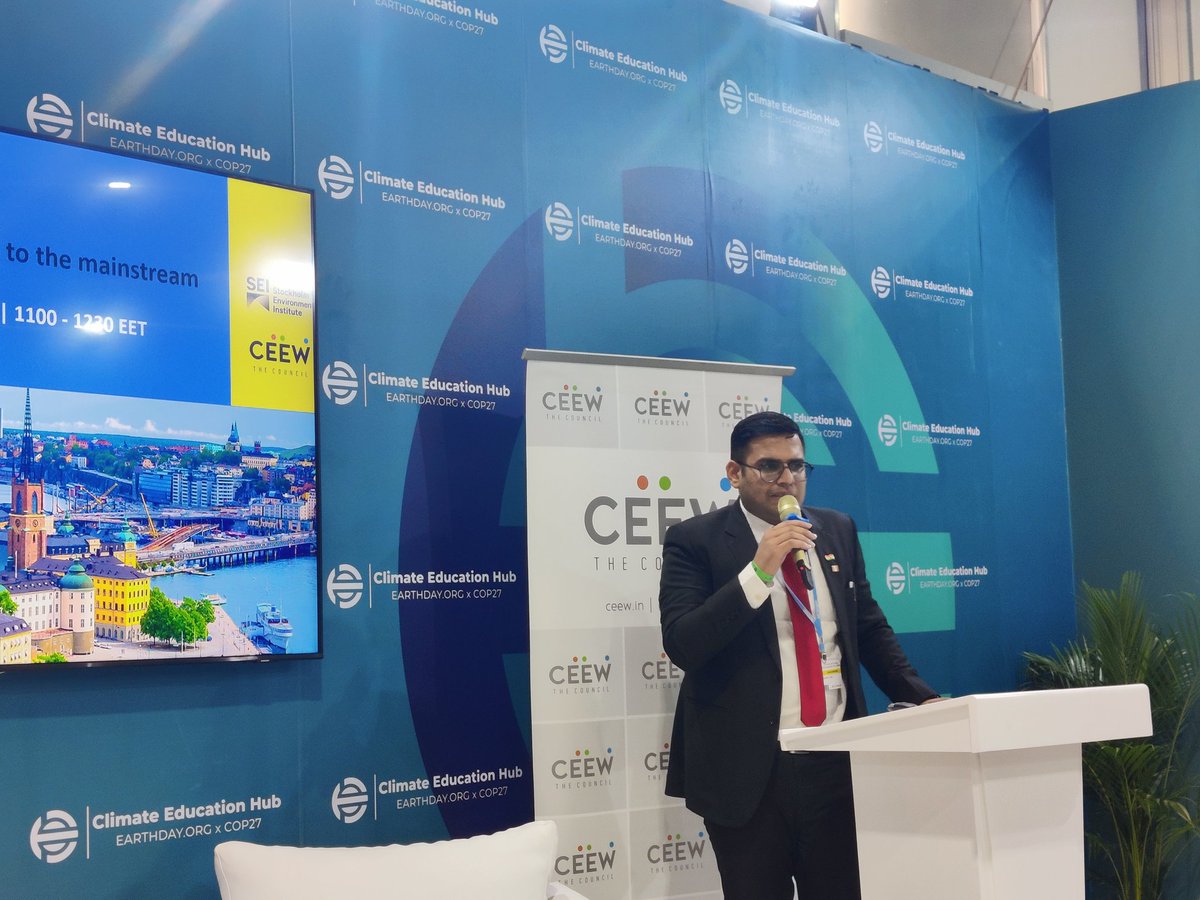 #LiveNow #COP27

'Stockholm+50: Shifting sustainability from the margins to the mainstream' at the Climate Education Hub <a href="/COP27P/">COP27</a> by <a href="/SEIresearch/">Stockholm Environment Institute (SEI)</a> &amp; <a href="/CEEWIndia/">CEEW</a>

<a href="/EarthDay/">EARTHDAY.ORG</a> <a href="/pray_jn/">Prayank Jain</a>
<a href="/GhoshArunabha/">Arunabha Ghosh</a>

Watch: youtu.be/Ixxc8sAzPqM