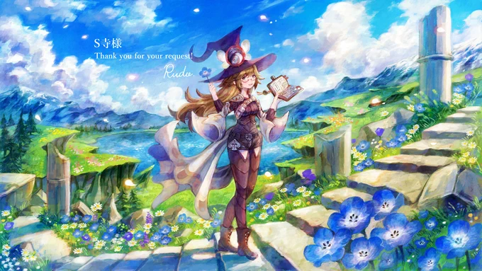 今までSkebでご依頼頂いたイラストの中でお気に入りのイラスト4枚です!背景描くの楽しい…! 