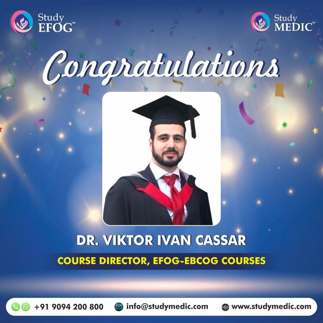 Study_MEDIC's tweet photo. It is with great pride that StudyMEDIC announce that Dr. Viktor Ivan Cassar EFOG-EBCOG, MRCOG, MD-Melit, MBA hevis originally from Malta & currently working in UK-NHS, who become the new EFOG- EBCOG Course Director.
Happy Studying
Team #StudyEFOG
#EFOG #EFOGebcog https://t.co/OFLLQsd0wR