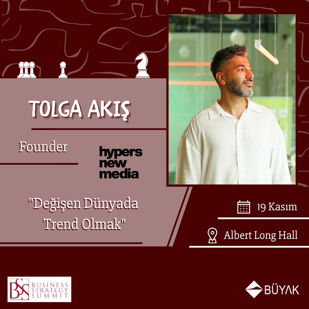 Hypers New Media Founder'ı Tolga Akış "Değişen Dünyada Trend Olmak" slotuyla 19 Kasım'da Business Strategy Summit'te bizlerle!💫

Hypers New Media'yı ve günümüz trendlerine etkisini konuşacağımız slotumuza seni de bekliyoruz!🎯

Biletler bio'da!⬆️