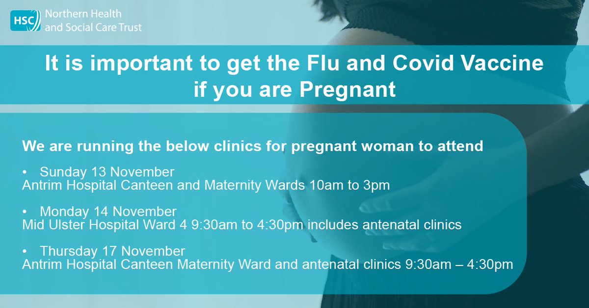 If you are pregnant, don’t put off getting the flu or COVID-19 vaccine 🤰

Pregnant women can receive the vaccine at these clinics. If you have any questions please talk to your midwife/GP. The clinics are walk in or you can book your vaccine online at crowd.in/NEN9So.