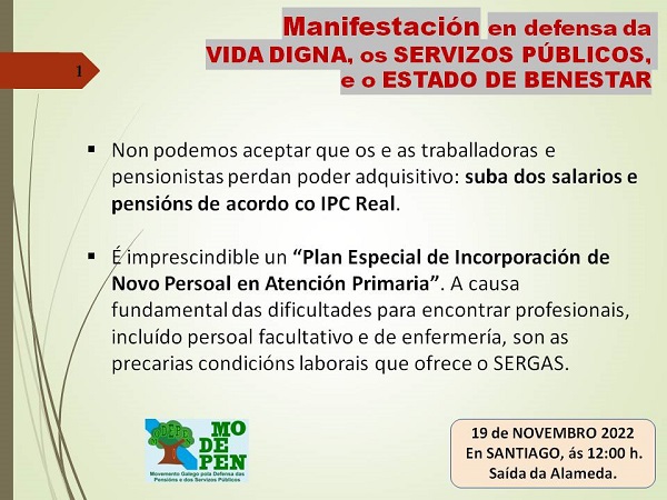 modepen's tweet photo. Manifestación en Santiago o 19 de Novembro en defensa dos Servizos Públicos e o Estado do Benestar. Motivos para acudir. Por favor, compartide e fagamoslo viral.
#19Nov
#Modepen https://t.co/J7c33suXUe