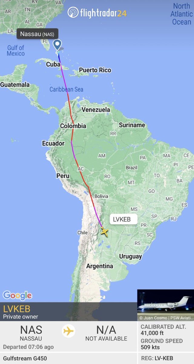 ALERT 🚨 Most tracked flight right now is of the founder and former CEO of FTX, flight is en route to Argentina after the FTX collapse and the reports of hack. - Flightradar24