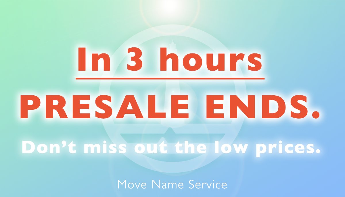 Our PRESALE will end 🚨in 3 hours🚨

Now, you can get MNS name NFTs at lower prices.
Don't miss out🚀🚀🚀

To get MNS name NTFs
👉 app.move-names.domains

#AptosNFT #AptosNFTs #Aptos