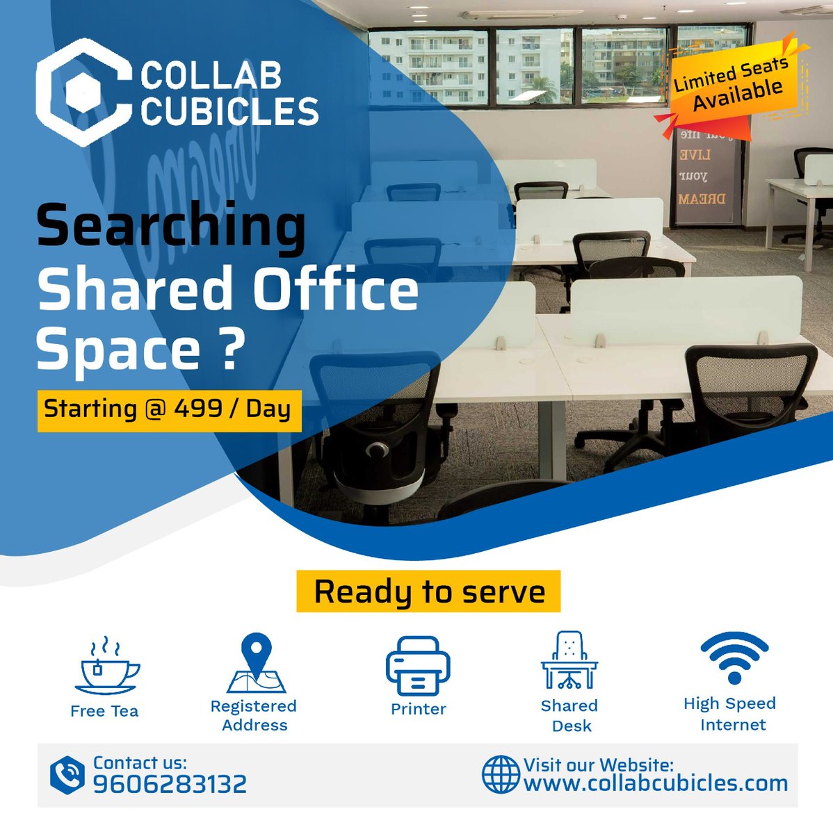 Looking for Best Coworking Space in Bangalore?

Tap #CollabCucibles with a great location, fully furnished & ready to use. Call now +919606283132 for your space requirements.
#collabcubicles #officespace #coworking #coworkingspace #sharedofficespace #rent #whitefield #bangalore