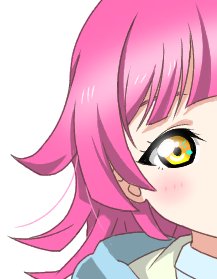 tennouji rina 1girl pink hair solo yellow eyes bangs looking at viewer white background  illustration images