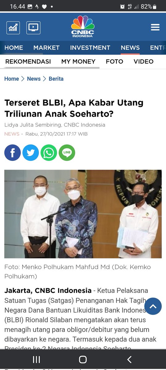 Keluarga CENDANA (anak2 Soeharto) punya utang BLBI yg jumlahnya Rp.3,79 Triliun.

Demikian jg keluarga Bakrie, utang LAPINDO  Rp.2,23 Triliun dan BLBI Rp.22,6 miliar

Kedua kelompok ini selalu nyinyir &amp; menyerang pemerintahan Jokowi, karena hanya Jokowi yg berani tagih utangnya.