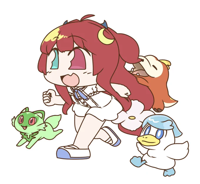 ロアちゃんとポケモンロアちゃんスプラフェスしてる?今回はポケモン発売を記念しての御三家からて感じだけど新しいポケモンの御三家でロアちゃんが好きなの気になるいつか教えておいらはホゲー顔が可愛いからホゲータの予定だよロアちゃんに好きなポケモンイラスト沢山見れるように #ロアート 