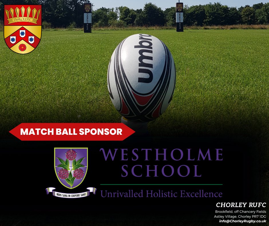 ChorleyRUFC's tweet photo. 🏉Game Day 🏉
⏰ 2.15pm KO
📌 Brookfield Ground Astley Village PR7 1DG
🏉 Match Ball sponsor Westholme School 
 #rugbyfamily #sport #rugbyplayer #rugbyfan #rugbylife #rugbygram #lancashire #rugbyunion #chorley #rugby #chorleyrufc https://t.co/29ndwOEUri