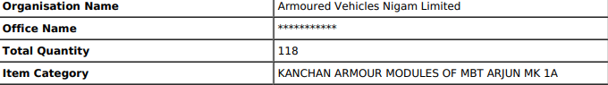defencealerts's tweet image. 🔴118 units of #KanchanArmour Modules for #ArjunMK1A