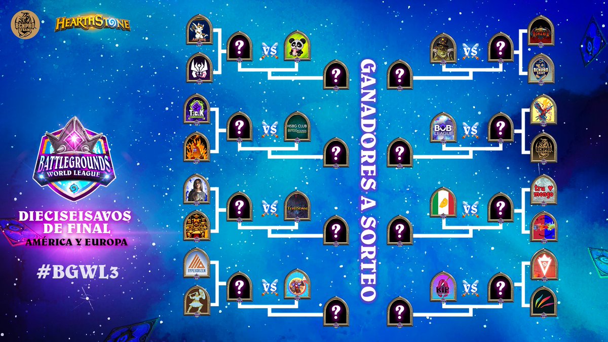 ¡Estamos listos para la segunda fase!
Presentamos los enfrentamientos para todos los equipos que continúan en la siguiente etapa:
 
⚔️¡Dieciseisavos de final! ⚔️

🤩Les deseamos mucha suerte a todos los equipos.

👑#BGWL3