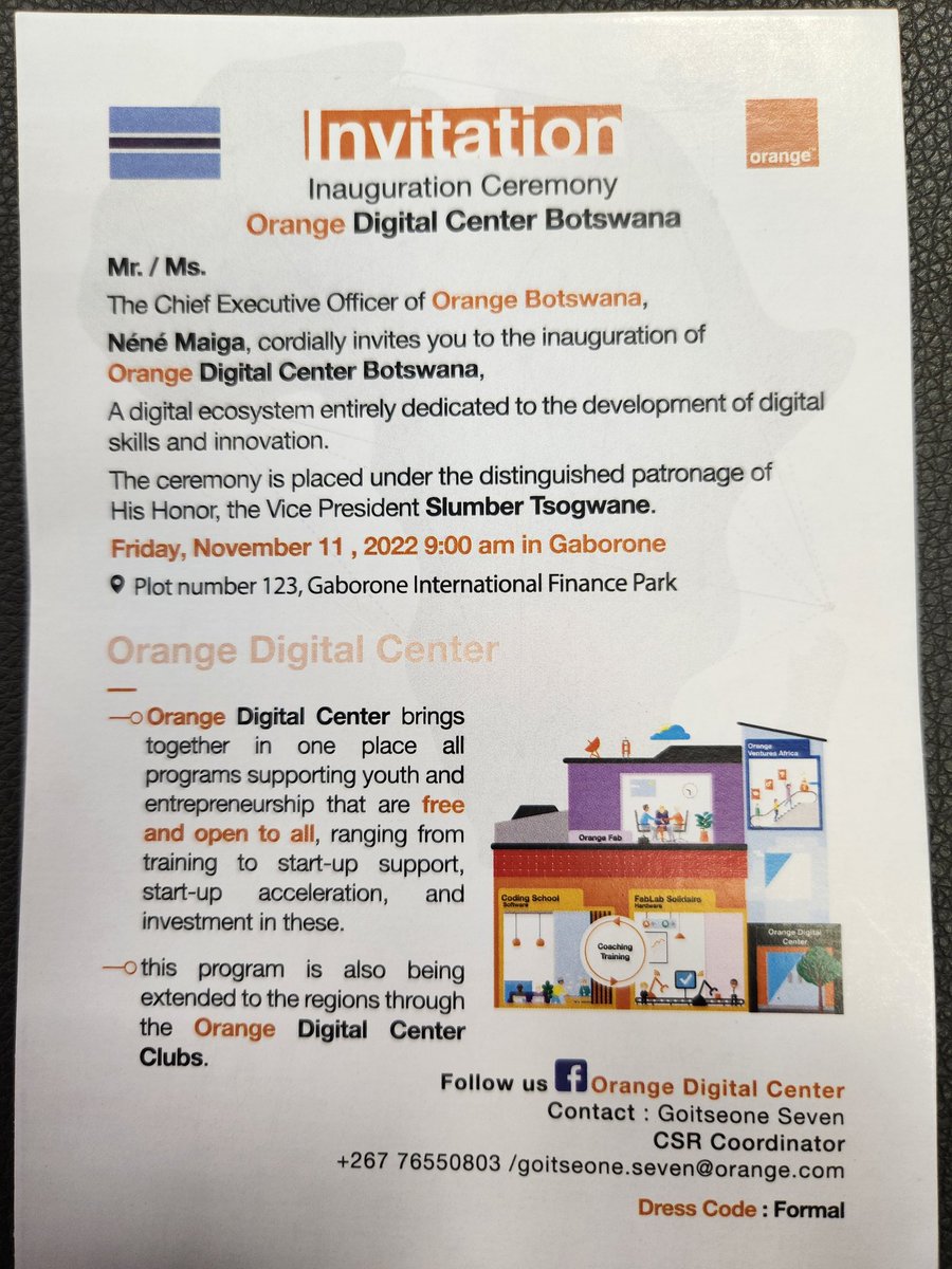 O_Brochenin's tweet photo. I was impressed by the "one stop" @orangebw #digitalcenter inaugurated under excellent auspices (pula☔️). It supports free of charge, youth and entrepreneurship with a focus on girls and women.@nene_maiga @jerome_henique @orangeafrica @PetraPereyra @AFD_France @AudreyRojkoff https://t.co/aL675YYSVr