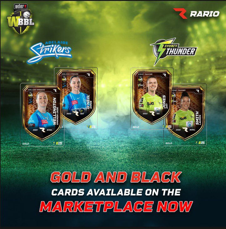 🌟WBBL Gold &amp; Black Picks are live now!🌟

Get them on the marketplace! Tagged "Sold by Rario" the picks will only be available until midnight today⏰

Be quick &amp; buy them! Play D3 &amp; win rewards in millions!🏆

🔴PS. Rario Bonus will be applicable on Picks' purchases.