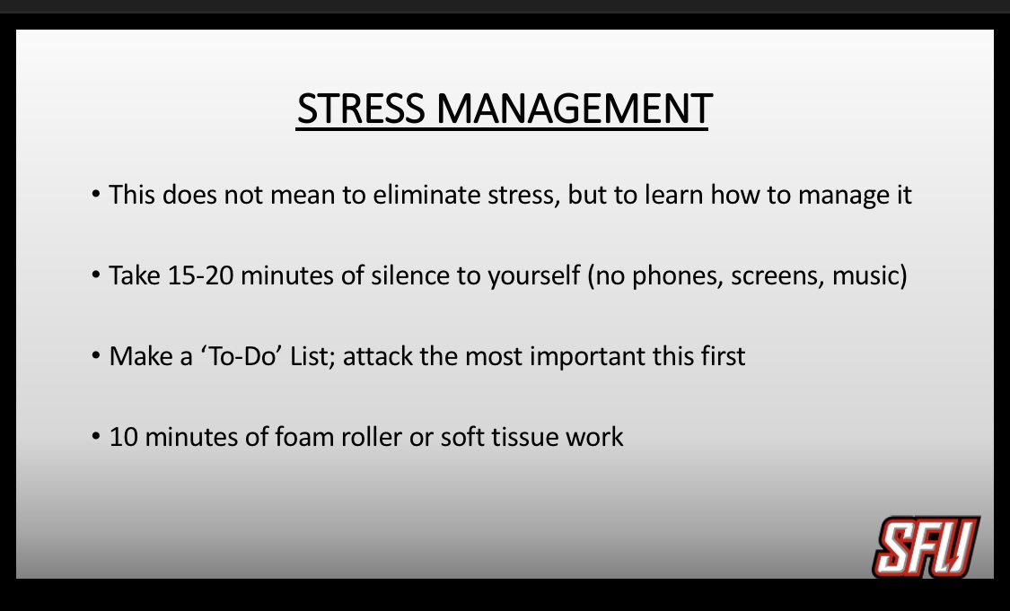 This weeks <a href="/ownitsystem/">OWN IT System</a> controllable is stress management! Athlete or not it is always important to manage the stressors that enter your life. A lot of time there is no way to avoid stress so we need to find good ways to manage it. Reply with how you manage stress!