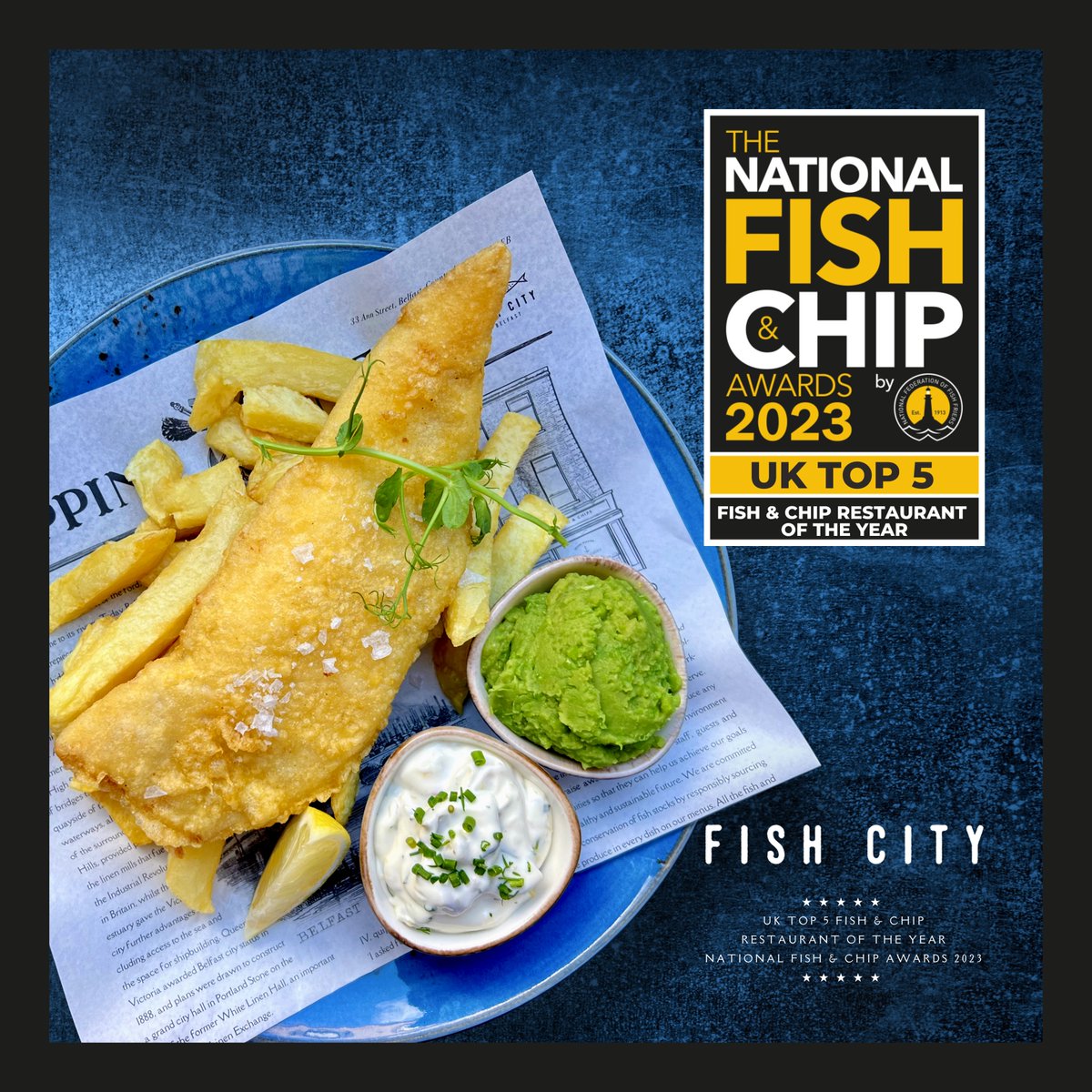 We're absolutely delighted to have been named in the #UKTop5 Fish & Chip Restaurants in the UK 🐟🍟 To our team who have made this achievement possible & our customers and communities who support us, thank you! 🙏🥳 #restaurantoftheyear #fishandchipawards #NFFF