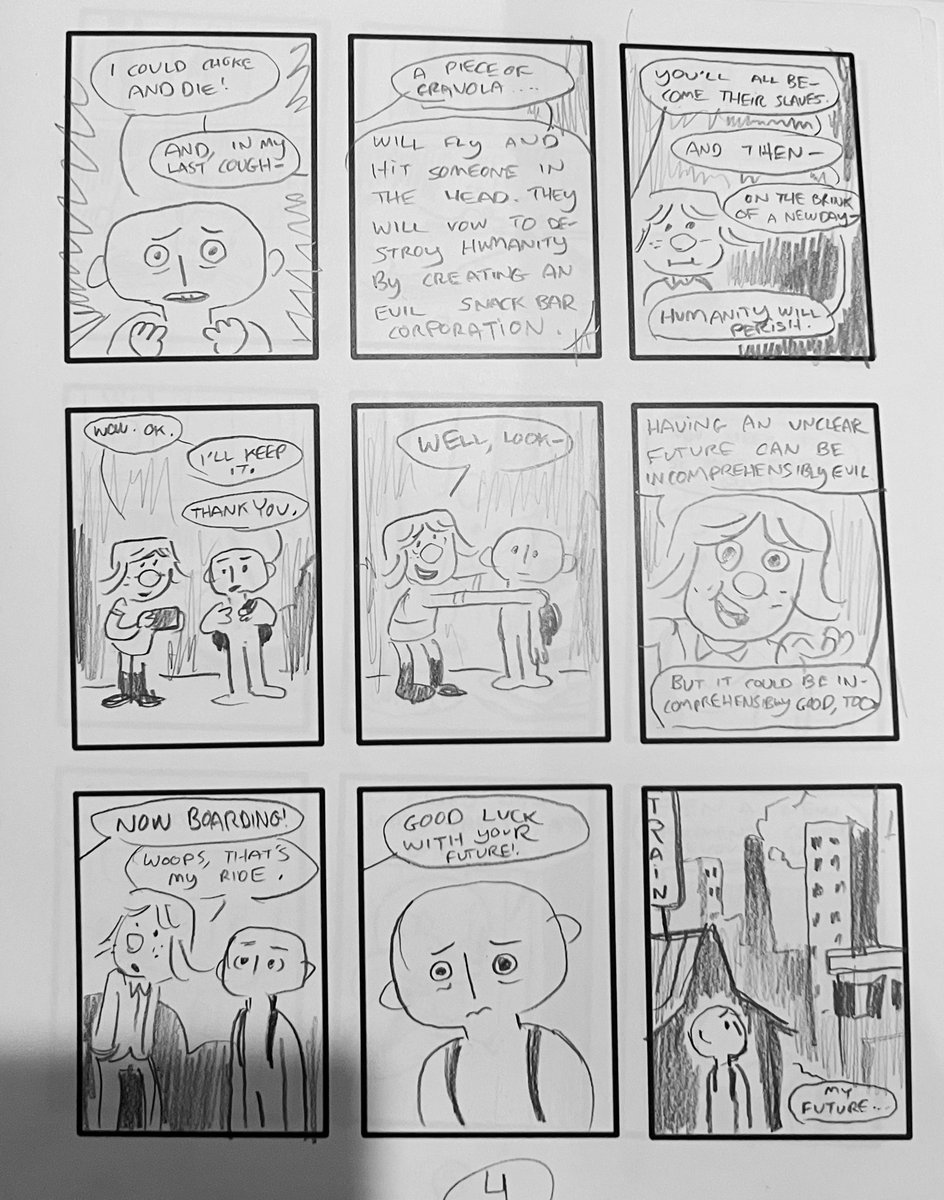 I found this 35 page comic I was working on (but never finished, it was just brain thoughts) during my internship at Nick just to practice writing free form. I think I'll upload 4 pages a day just for giggles. 