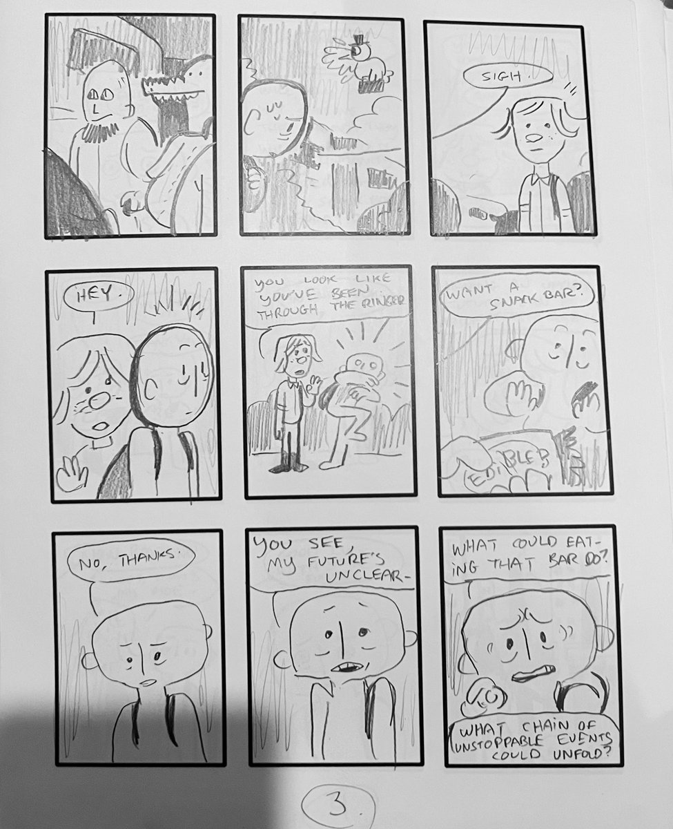 I found this 35 page comic I was working on (but never finished, it was just brain thoughts) during my internship at Nick just to practice writing free form. I think I'll upload 4 pages a day just for giggles. 