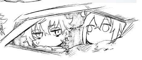 たぶんトラオムで供給過多で倒れそうなときに描いたカドックとぐだちゃんの絵出てきた かわいい 