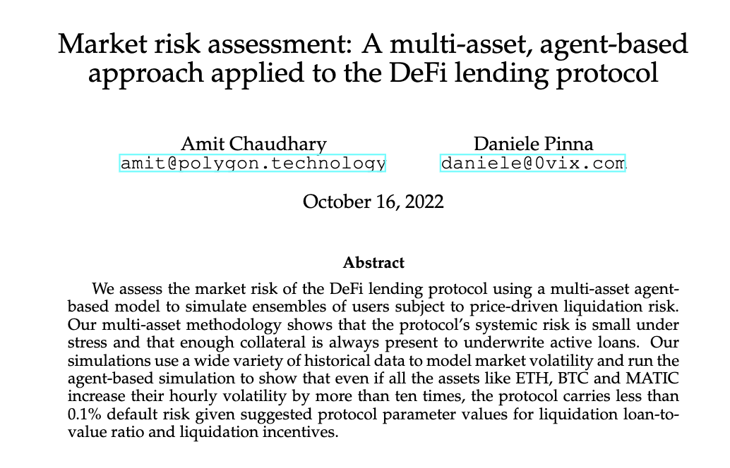 amitchax's tweet photo. 1. Why DeFi > CeFi in terms of financial stability and resilience?

A 🧵 on the @0xPolygon's DeFi next-gen risk assessment research and how we are developing a framework that makes DeFi lending more robust than CeFi and TradFi.
research paper: https://t.co/kNKdhDxBGv https://t.co/OGfJuxwqo1