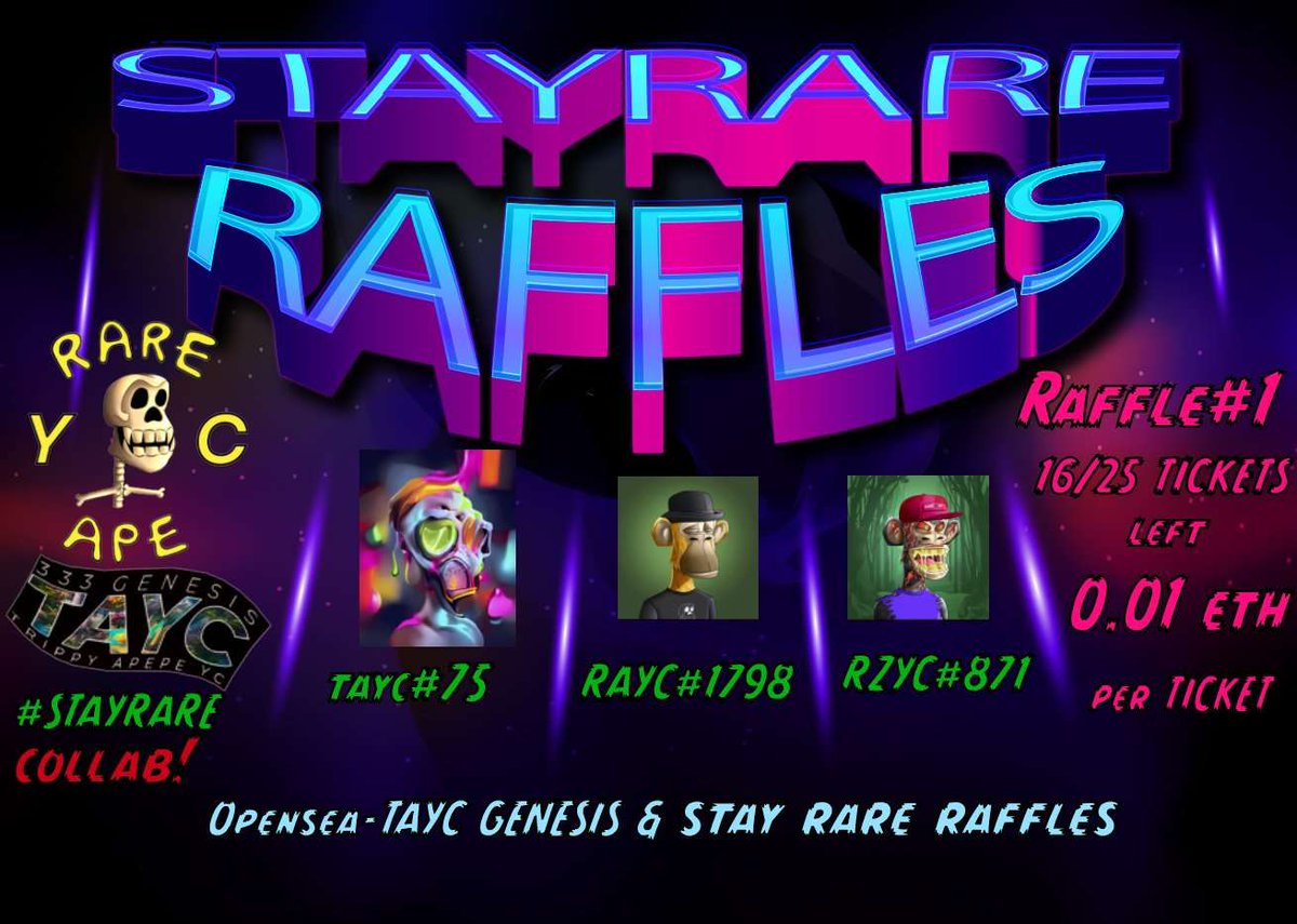 Nsanity_NFT's tweet photo. #TSRG @StayRareRAYC We have 10 tickets left in our raffle fam. Lets make a final push to get these sold so we can hold our first draw tonight...
https://t.co/kUb85kORf2 https://t.co/WoMiXATc1u