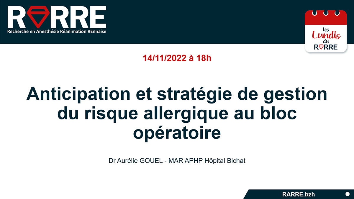 RARRE35's tweet photo. Lundi RARRE#6 c'est ce soir !
⏰14/11 à 18h : "Risque allergique au bloc opératoire" par la Dr Aurélie Gouel (MAR - APHP Bichat) en 30mn max.
Webinaire en présentiel ou en visio.
#ARMPO @SFAR_ORG @hopitalbichat @SFARJeunes @AJARFrance
Plus info là👇
https://t.co/Anm40jqTAm https://t.co/4I07V05zSW