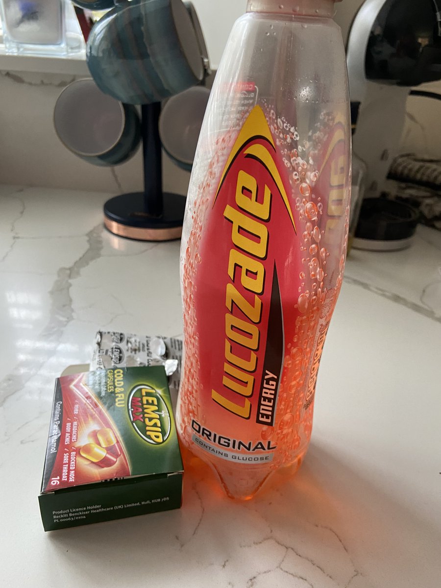 Caroline_writes's tweet photo. It's that time of year again #seasonalcold Do most people drink Lucozade when they're sick or is it an older generation thing? It was the first thing my mum bought when we were unwell. (I prefer a hot toddy at night) 🤒💊 https://t.co/jFJM4tmUKm