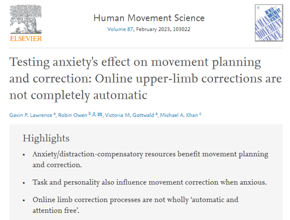Robin Owen (@robinowenpsych) on Twitter photo โ
New Article!
How does anxiety affect your movement planning and correction? Do attentional control and reinvestment mechanisms have different effects? Are online corrections really automatic? Find out below! With
@GottwaldVicky <a href="/SportsSciGav/">Gav Lawrence</a> & Mike Khan
sciencedirect.com/science/articlโฆ โ
New Article!
How does anxiety affect your movement planning and correction? Do attentional control and reinvestment mechanisms have different effects? Are online corrections really automatic? Find out below! With
@GottwaldVicky <a href="/SportsSciGav/">Gav Lawrence</a> & Mike Khan
sciencedirect.com/science/articlโฆ