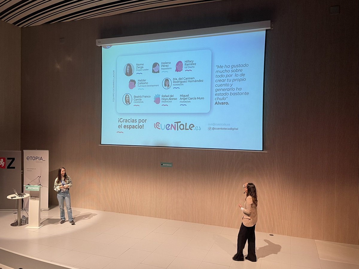 Maravillosa la charla de <a href="/nemezerga/">Neme Zerga</a> y <a href="/95_beafranco/">bea franco</a> presentando iCuento y a uGenio. La idea, el fin, el currazo que han hecho, ¡todo! 🤩 No podría resaltar una sola cosa porque todo lo que han contado ha sido oro puro. Muchas gracias por hacer el mundo algo mejor. 🫶🏻
