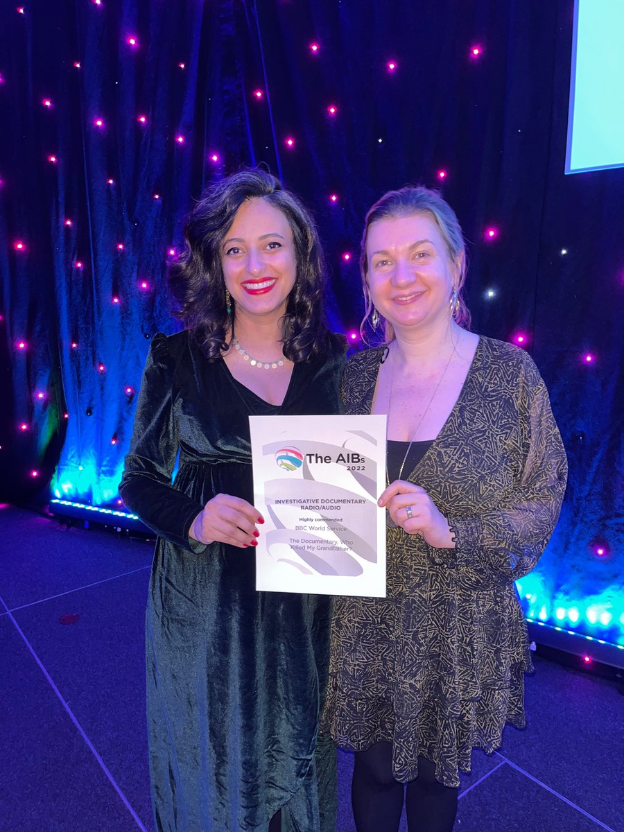 Our radio doc #whokilledmygrandfather for <a href="/bbcworldservice/">BBC World Service</a> was highly commended at the <a href="/AIBnews/">The AIB</a> awards last night 🎉🎉🎉 <a href="/Estdoyle/">Estelle Doyle</a>
