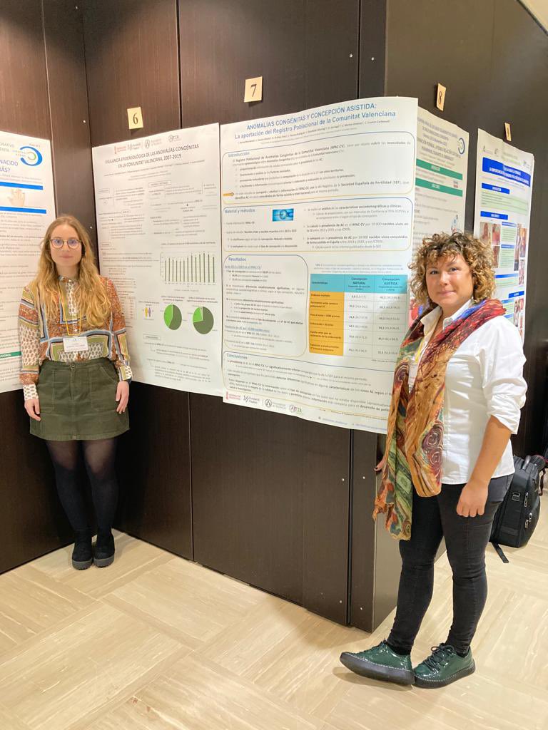 ClaCCC's tweet photo. Las investigadoras del área de Enfermedades Raras de @GVAfisabio  Laura García y Laia Barrachina presentan pósteres sobre los datos del Registro Poblacional de Anomalías Congénitas de la Comunitat Valenciana y su utilidad en investigación en la #43RECEMC. Un placer asistir! https://t.co/xjDDbsTVN8
