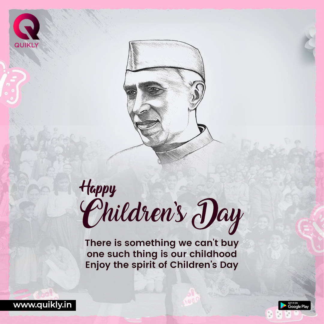 officialquikly's tweet photo. There is something we can't buy one such thing is our childhood Enjoy the spirit of children's Day
https://t.co/dqWqkDejme
#ChildrensDay #nationalchildrensday #parenting #JawaharlalNehru #ChildrensDay #baldiwas #बालदिन2022 #ChildrensDay2022 #EducateGirls  #quikly https://t.co/T7MDVmUtgn