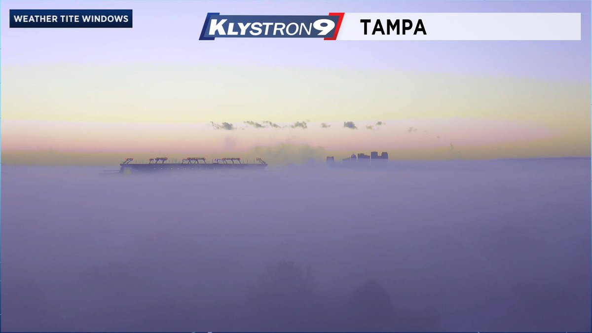 What a cool view from Tampa this morning with the fog. RayJay and Downtown Tampa poking through the ground fog.