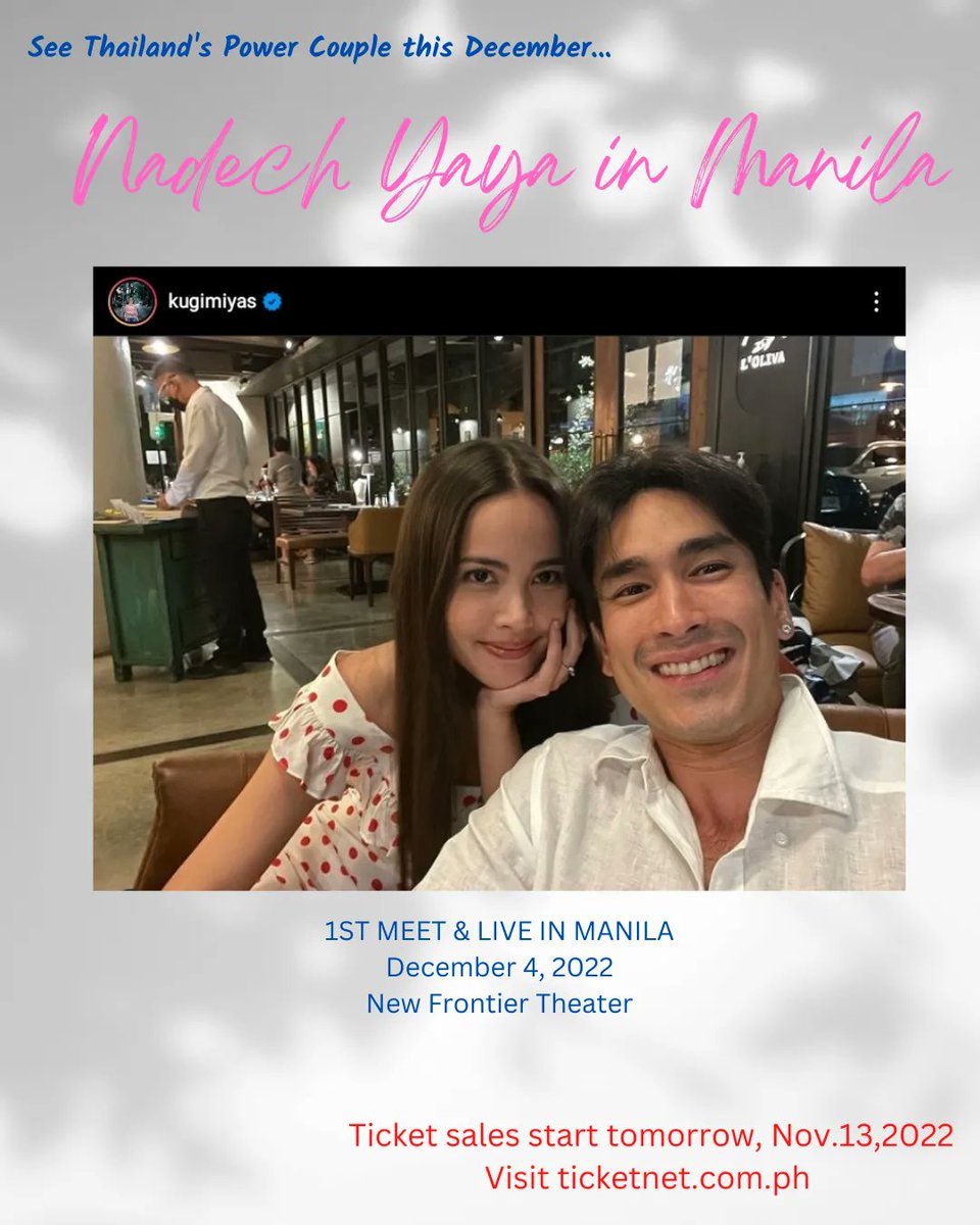 alcershampoo's tweet photo. This is it Philippines!
The long wait is over!
Thailand's NADECH KUGIMIYA &amp; URASSAYA SPERBUND  are coming to Manila this December 4,2022.
See them live at New Frontier Theater.
Ticket selling begins tomorrow so,TARA NA💕
@neuwave_events
@newfrontiertheater
#NADECHYAYAinMNL2022 https://t.co/vh1aescU5p