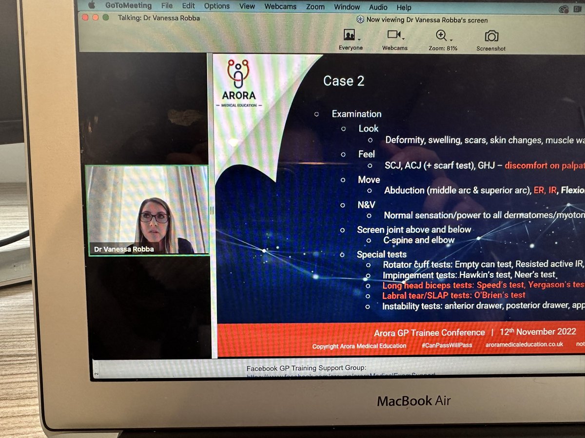 Teaching GP trainees about common MSK presentations! Dr Vanessa loves stats and msk- grateful to have her speaking at our conference @aman999arora @MPS_Medical sign up here attendee.gotowebinar.com/register/50576…