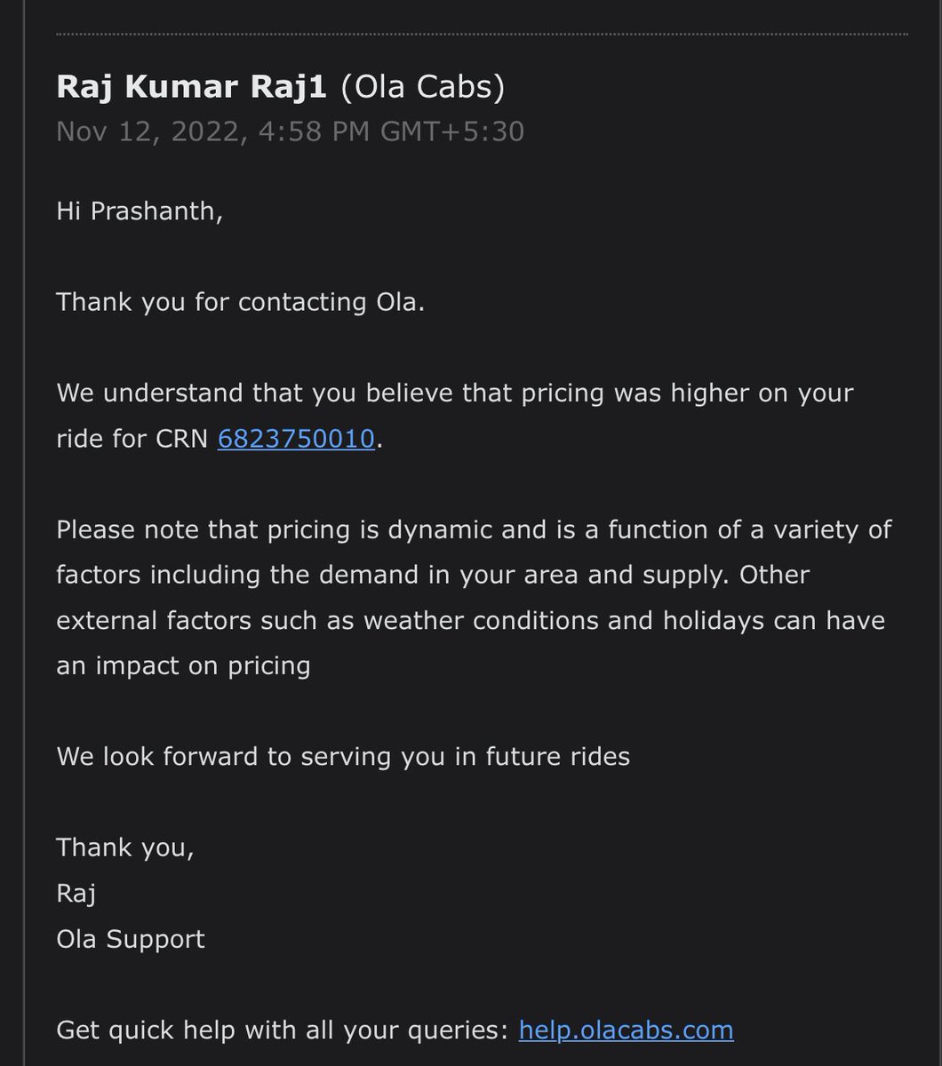 prashanthds's tweet photo. @Olacabs is Raj even a real person? This is the third time he is replying the same message no matter what question I ask him. Please hire someone with common sense https://t.co/8Y1CrjplTI