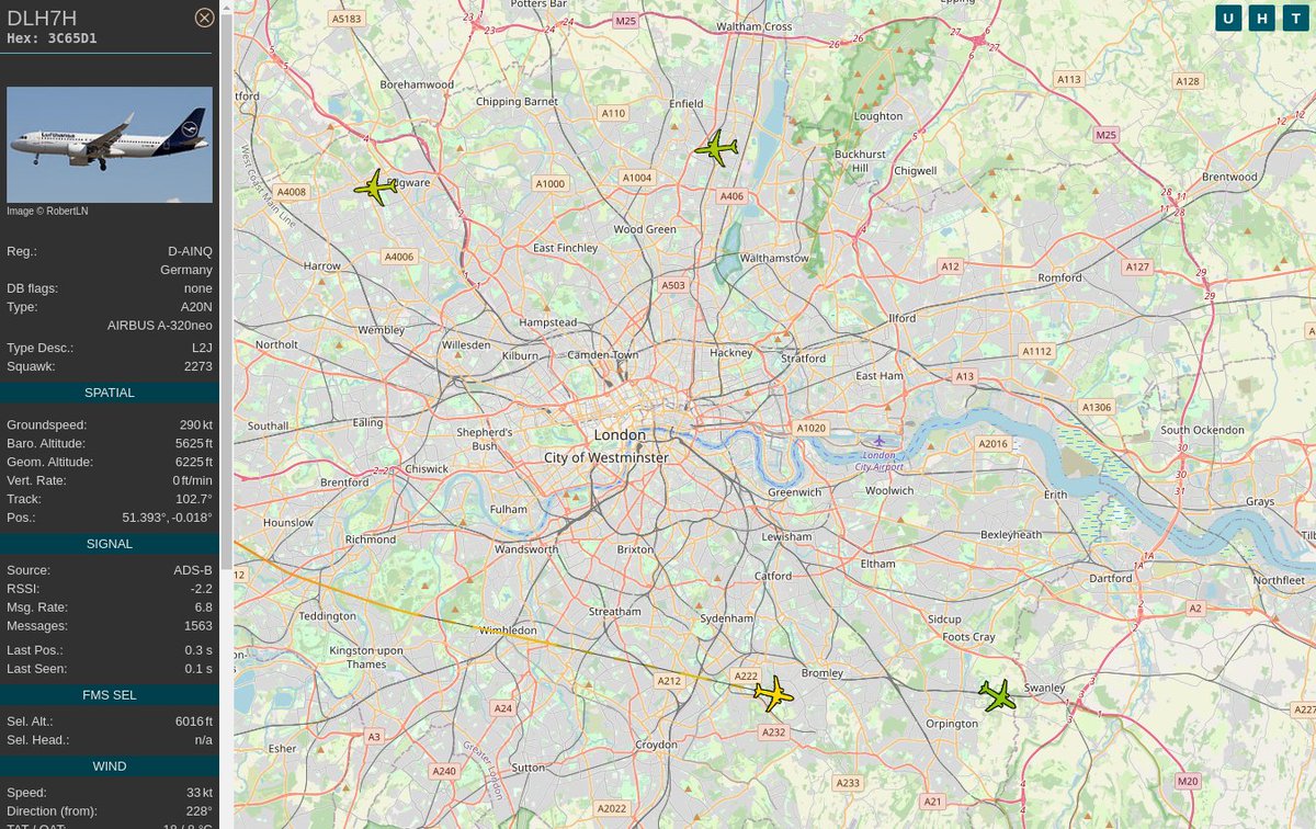 Flight: #DLH7H
Reg: D-AINQ
Oper: Lufthansa
Route: LHR-FRA Heathrow Airport to Frankfurt Airport
Type: Airbus Industrie, null
Heading: E
Speed: 319.2 mph @ 5625 ft
Squawk: 2273
Seen: 11:47:24 #TakeOff #LHR #MovingQuickly #AircraftSE1 https://t.co/nSn3HJWLML