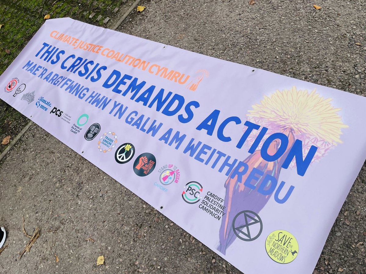 BikeWalkScoot's tweet photo. All set for @CardiffCOP26 #ClimateJusticeCoalition march to demand #ClimateActionNow! Come and join us at 12pm from City Hall! π²ππ₯π£οΈβπ» #RiseUp #ThisCrisisDemandsAction https://t.co/dnhmNBaQe6